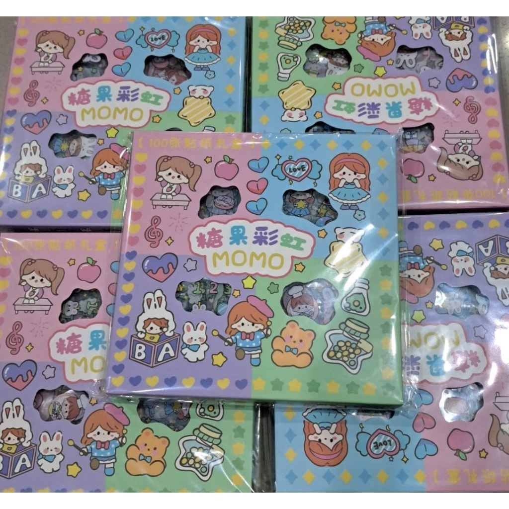 

TOKOKITA Sticker Momo Sanrio Labubu Kartun Korea Lucu Isi 100 Lembar Sticker Waterproof