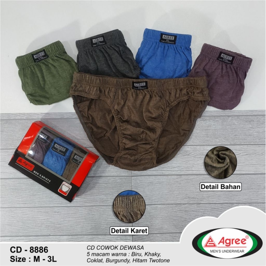 (3pcs) Celana Dalam Pria Agree 8886 Celana Dalam Agree Pria Dewasa