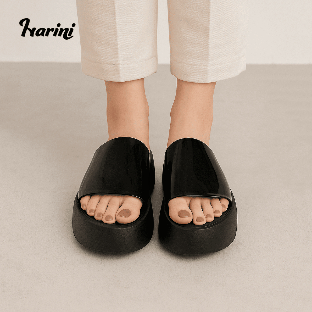 Sandal Slop Wedges Wanita Balance  Sendal Empuk Karet Jelly Bahan Karet Jelly Empuk 1758-B1