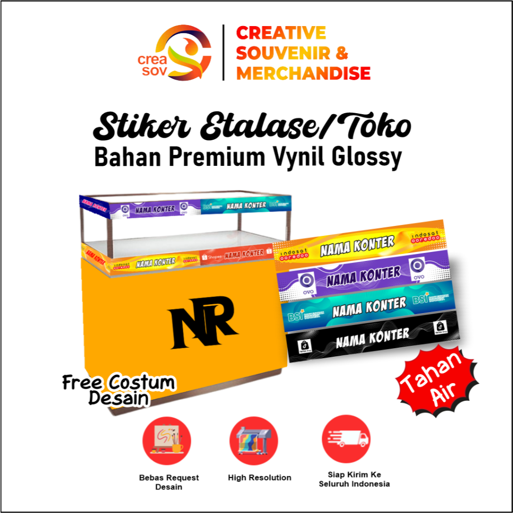 Creasov - Stiker Etalase Dekorasi Hiasan Etalase Konter Stiker Kaca Pulsa Murah Sticker Toko Costum