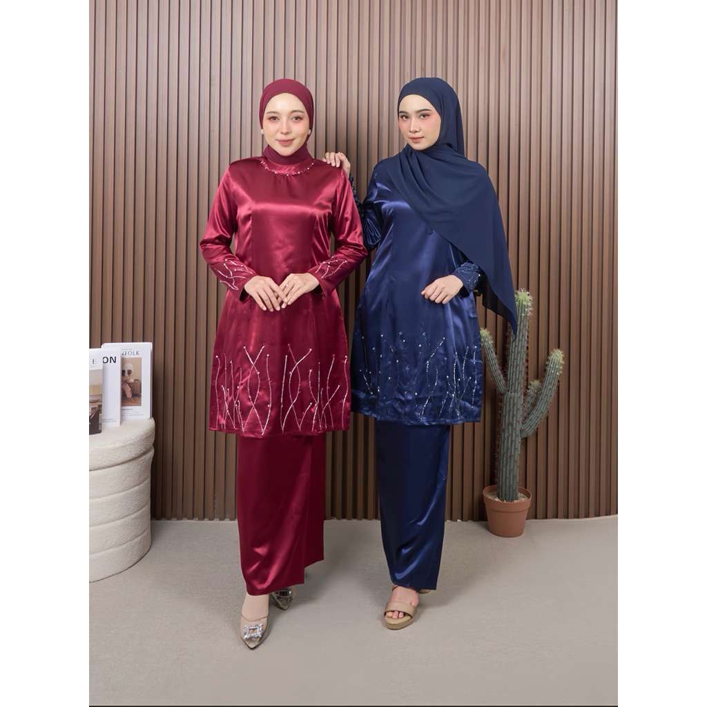 FAMYS - SETELAN KURUNG SILK PAYET MELAYU WANITA MUSLIM DEWASA ALEENA SET 018379