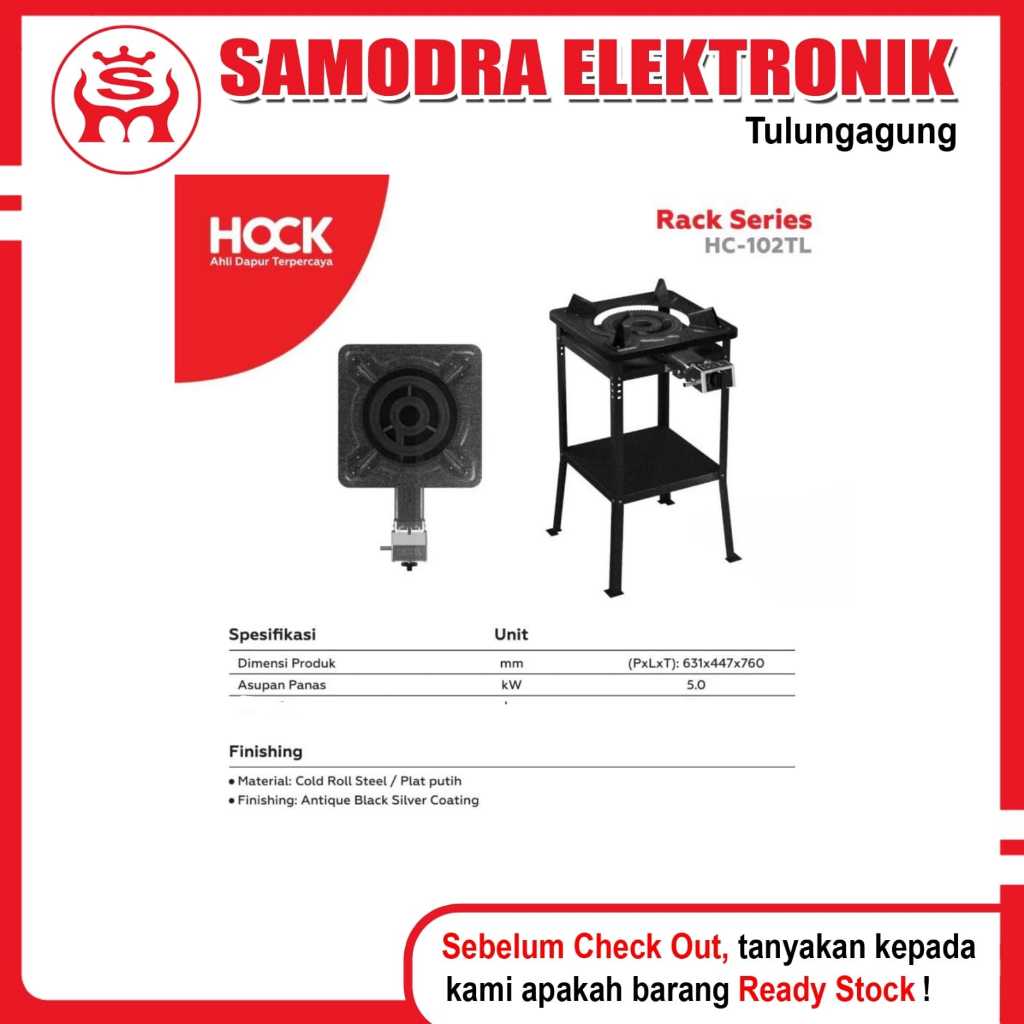 Kompor Gas Hock HC-102TL Rack Series untuk Rumah Tangga