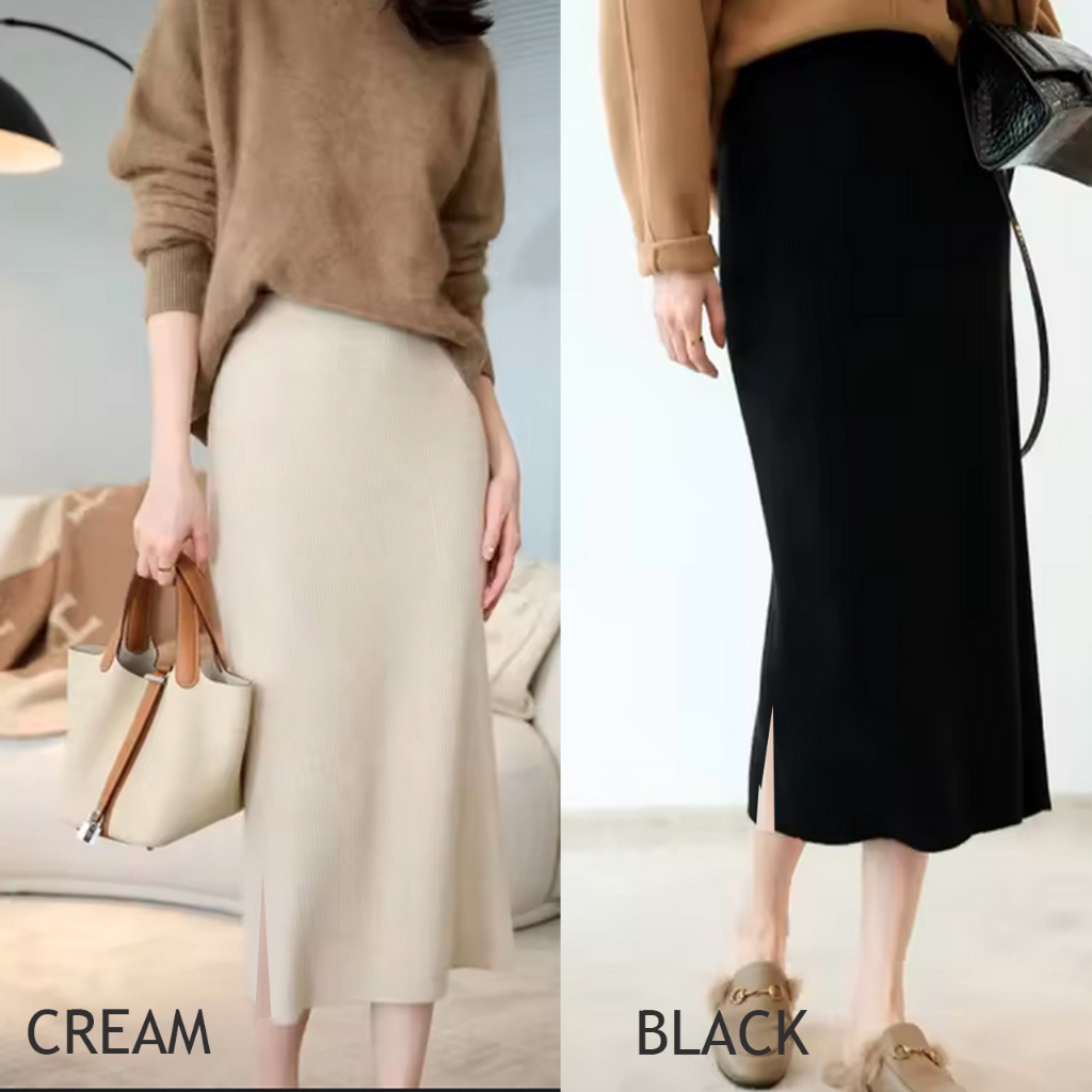 Slit midi skirt / rok midi rajut