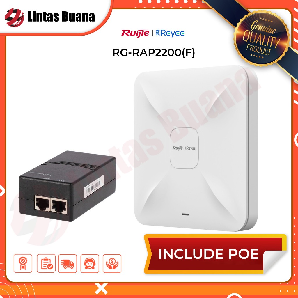 Ruijie Reyee RG-RAP2200(F) Reyee Wi-Fi 5 1267 Mbps Ceiling Access Point RG-RAP 2200F INCLUDE POE