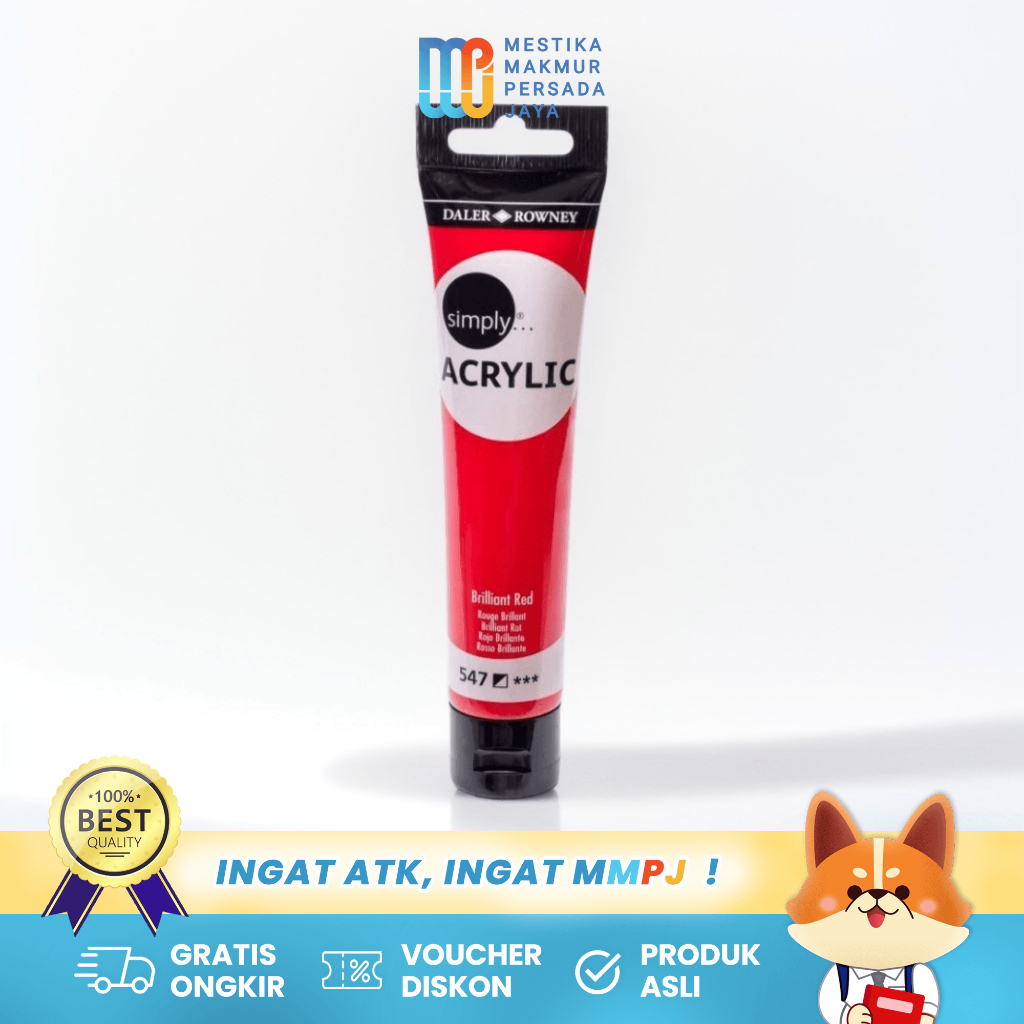 

Daler Rowney Simply Acrylic Paint - Cat Akrilik Brillian Red 75 Ml 126975547