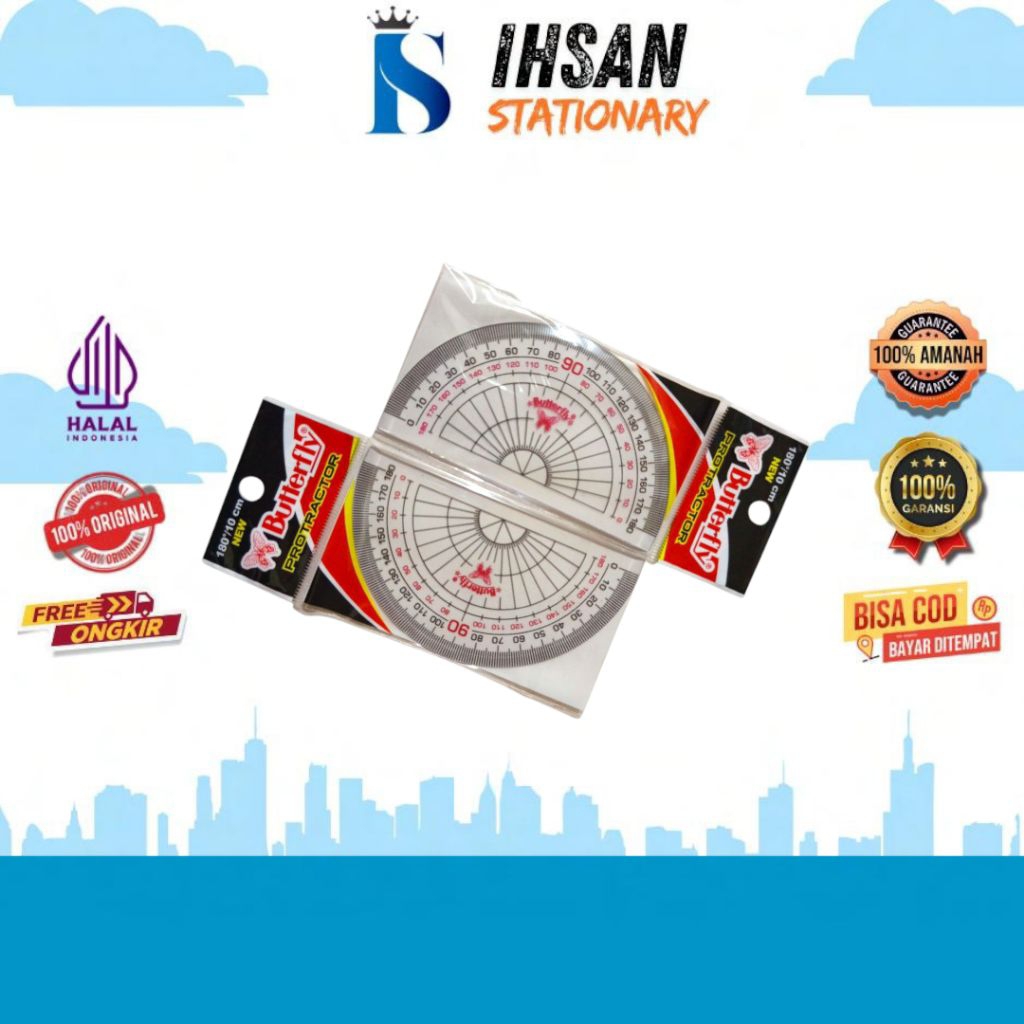 

RK Busur Derajat butterfly 180/80 CM Isi 12 Pcs (1 Lusin)