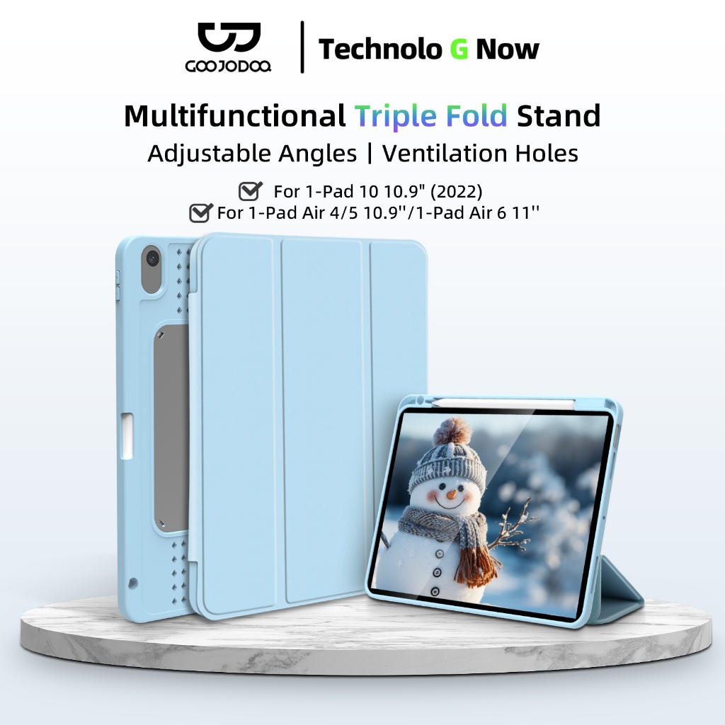 Goojodoq Tablet Protective Cover with Three Fold Adjustable Angle Strong Heat Dissipation for iPad A