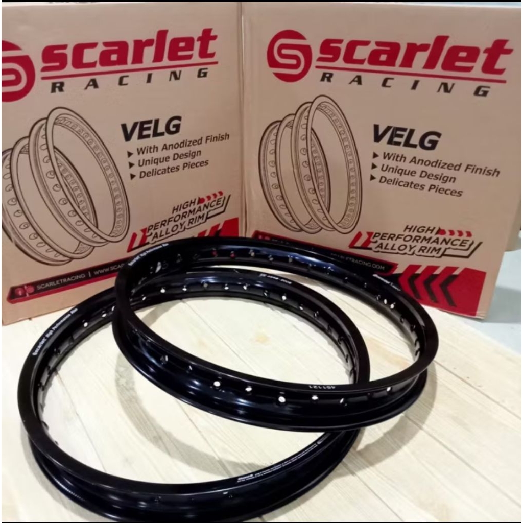 velg Scarlet ukuran 160/185 ring 17 pelek Scarlet velg ring 17 warna hitam dan titanium lubang 36