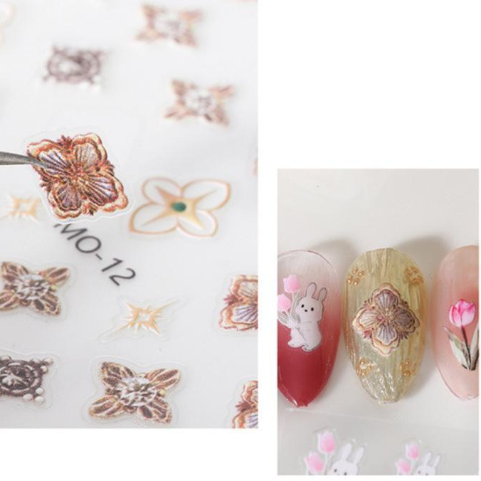 

Stiker Kuku Nail Art 1 Pcs Sticker 5D Timbul Bunga Flower Vintage Motif Unik Sticker Tempel Lucu