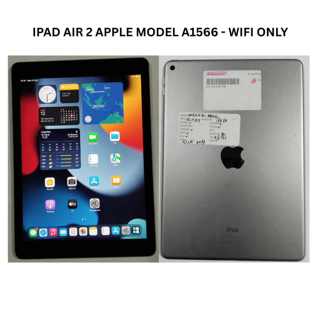 Apple iPad Air 2 Model A1566 - Wifi Only