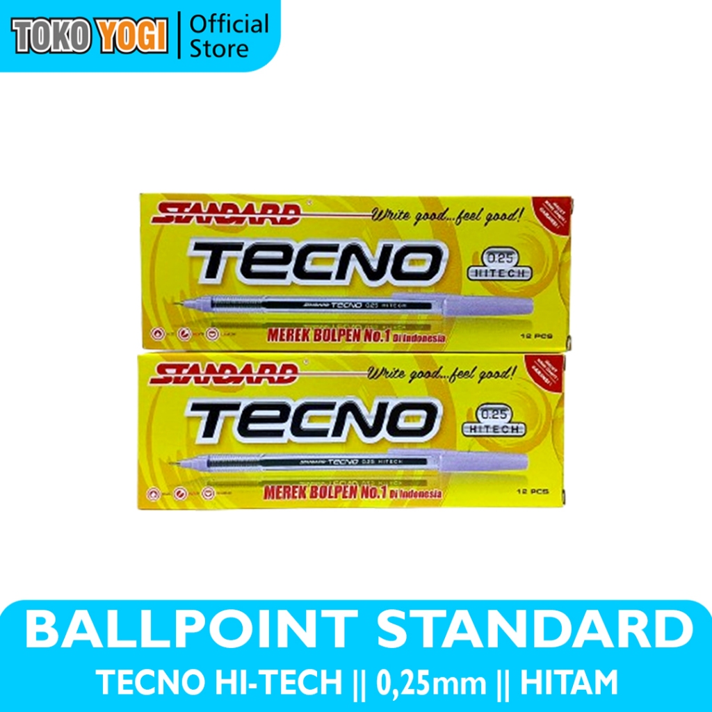 

BALLPOINT STANDARD TECNO HI-TECH 0.25mm HITAM || 1 PACK (12 pcs)