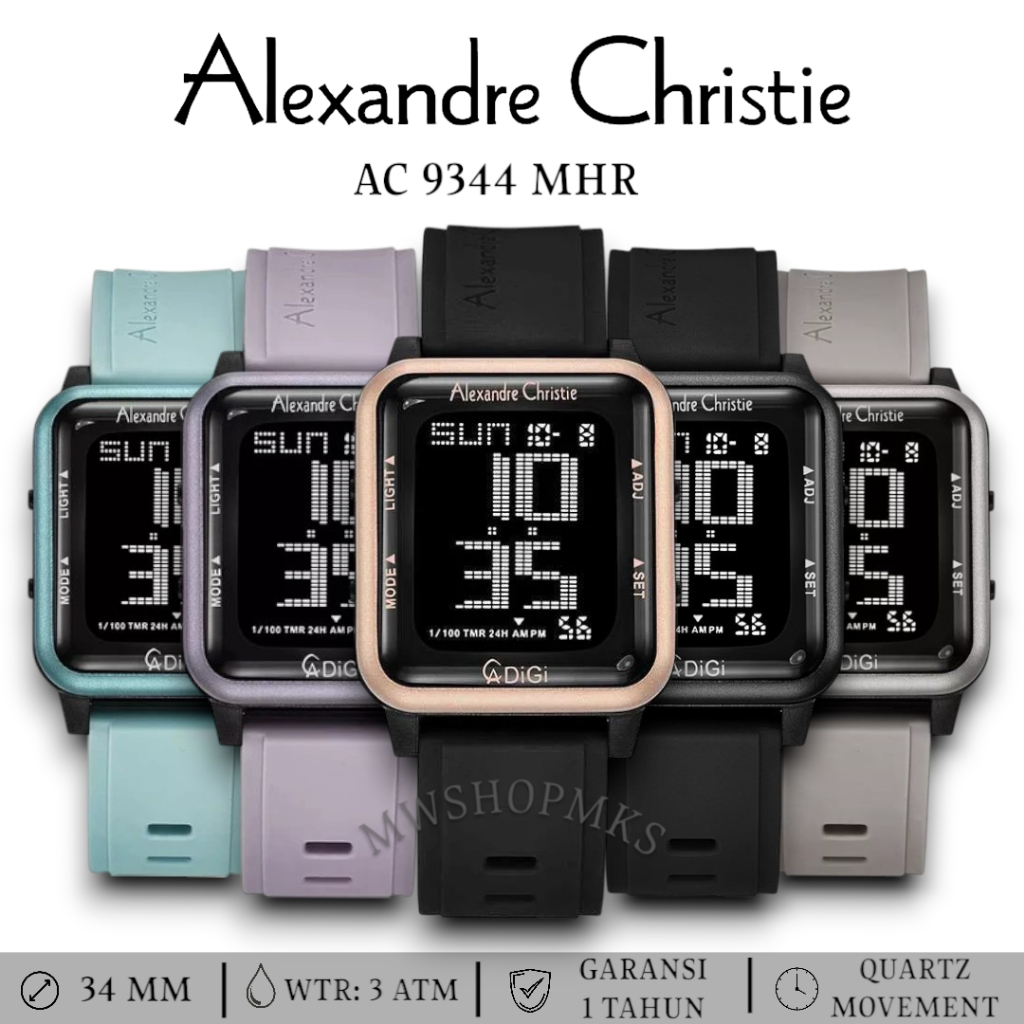 Jam Wanita Digital Alexandre Christie AC9344 AC 9344 Original Alexander Christie Free Baterai
