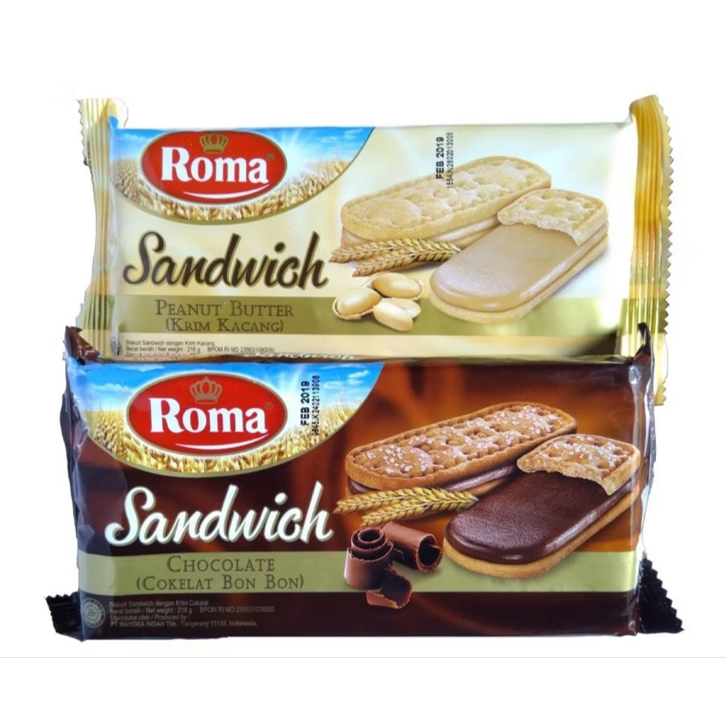 

Roma sandwich Biskuit Rasa Kacang / Coklat