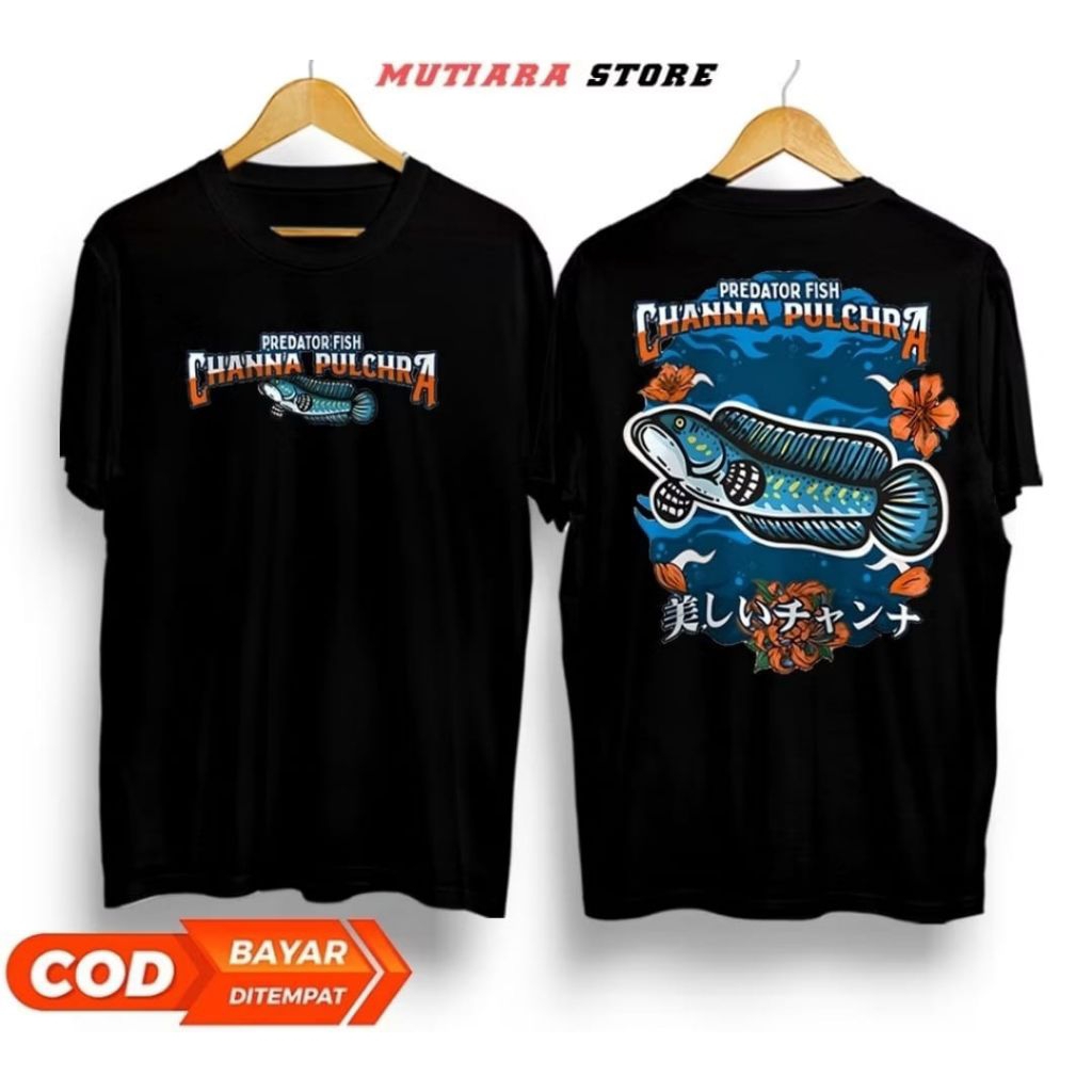 KAOS PREDATOR FISH CHANNA PULCHRA CORAK BIRU