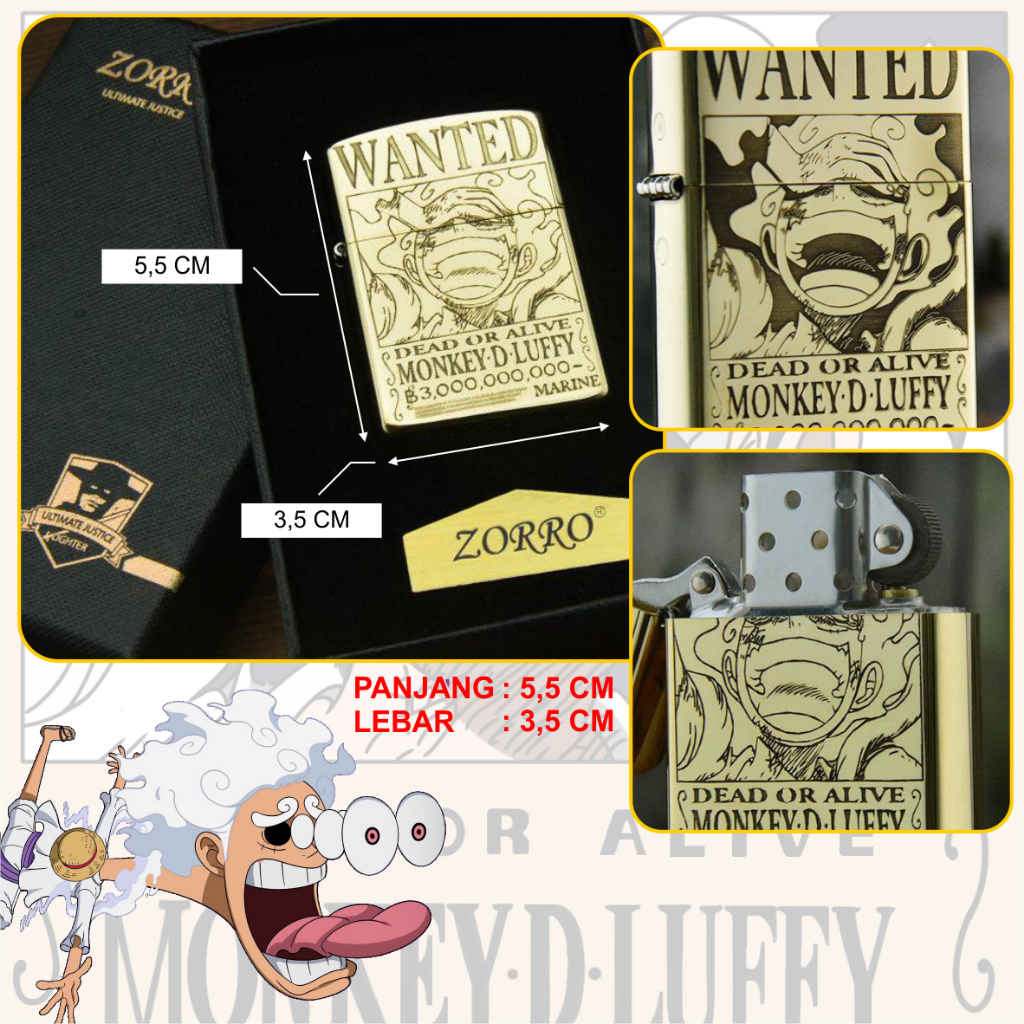 Mancis Zippo Lighter Onepiece Gold Edition Luffy Shanks Asce Anime Manga