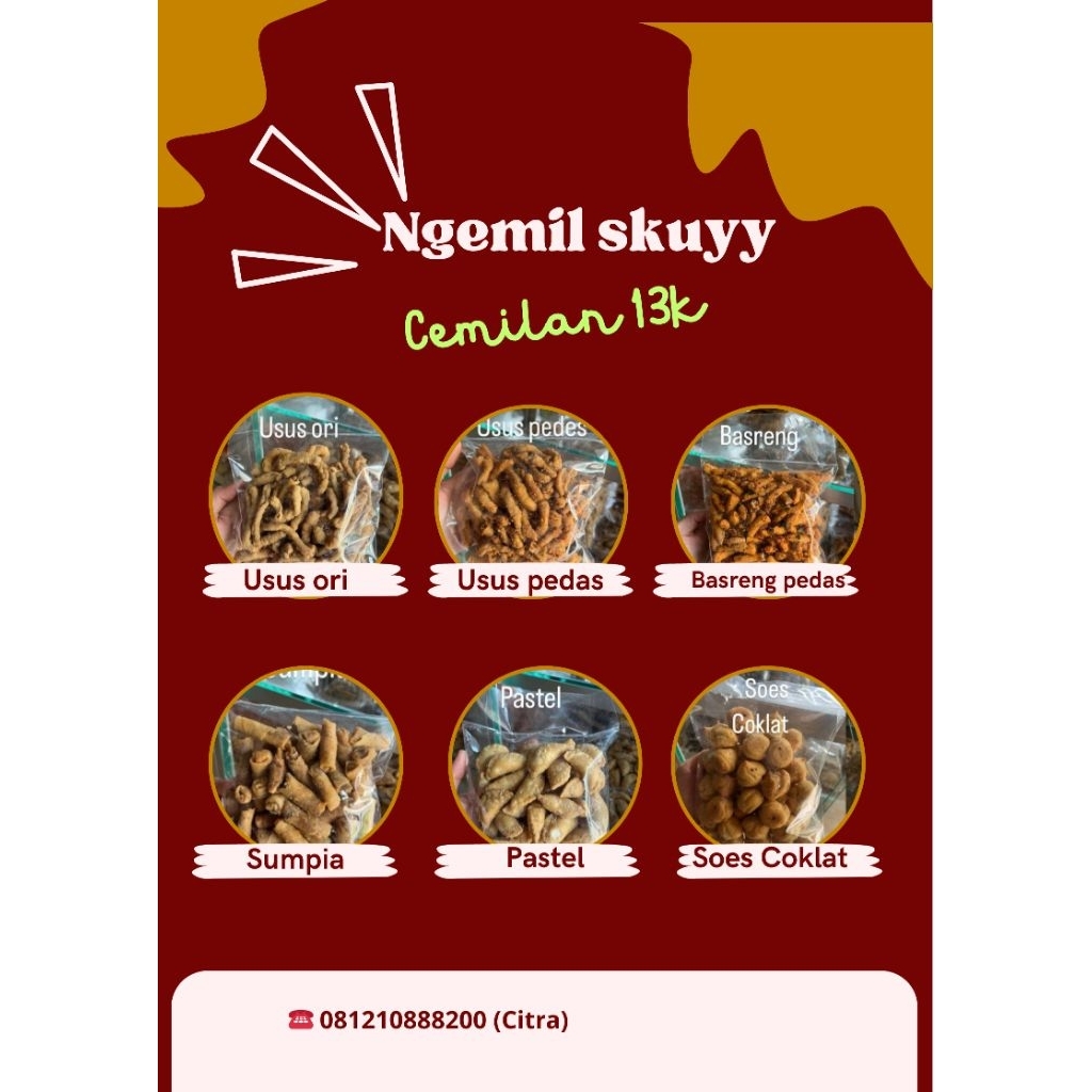 

Keripik usus, basreng, sumpia