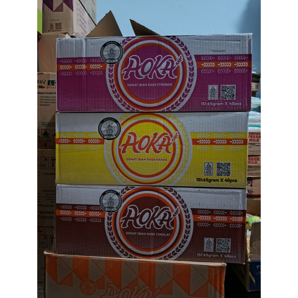 

( 1 DUS / 40 PCS ) AOKA DONAT all varian rasa 65g