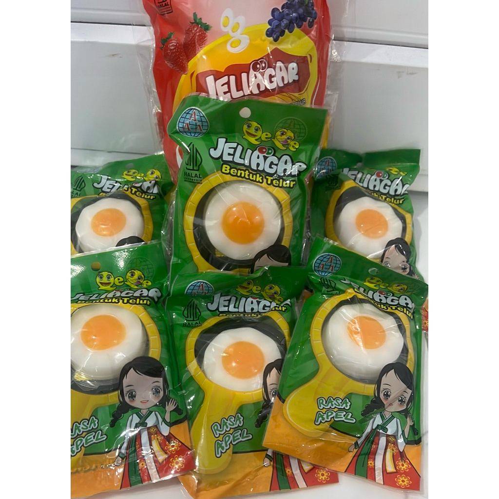

JELI AGAR BENTUK TELUR RASA APEL HALAL (isi 10 pcs )