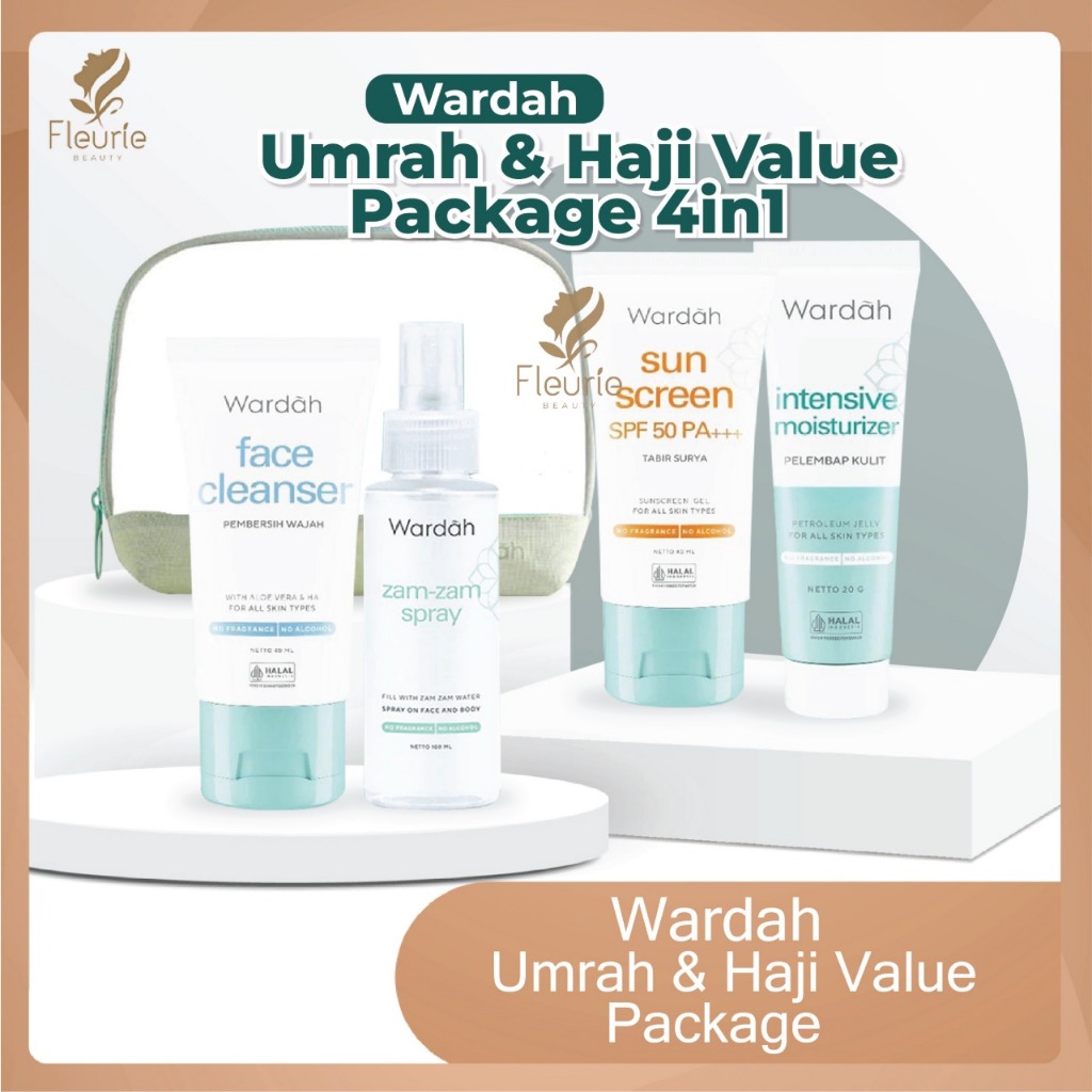 Wardah Umrah & Haji Value Package 4in1 (Free Pouch + Tas Serut + Guide Book) - Set Perawatan Wajah b