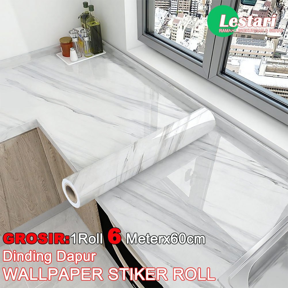 Wallpaper Stiker Dapur & 60cm*600m Kamar Mandi Anti Air Minyak Dan Api / Wallpaper Dapur Anti Minyak