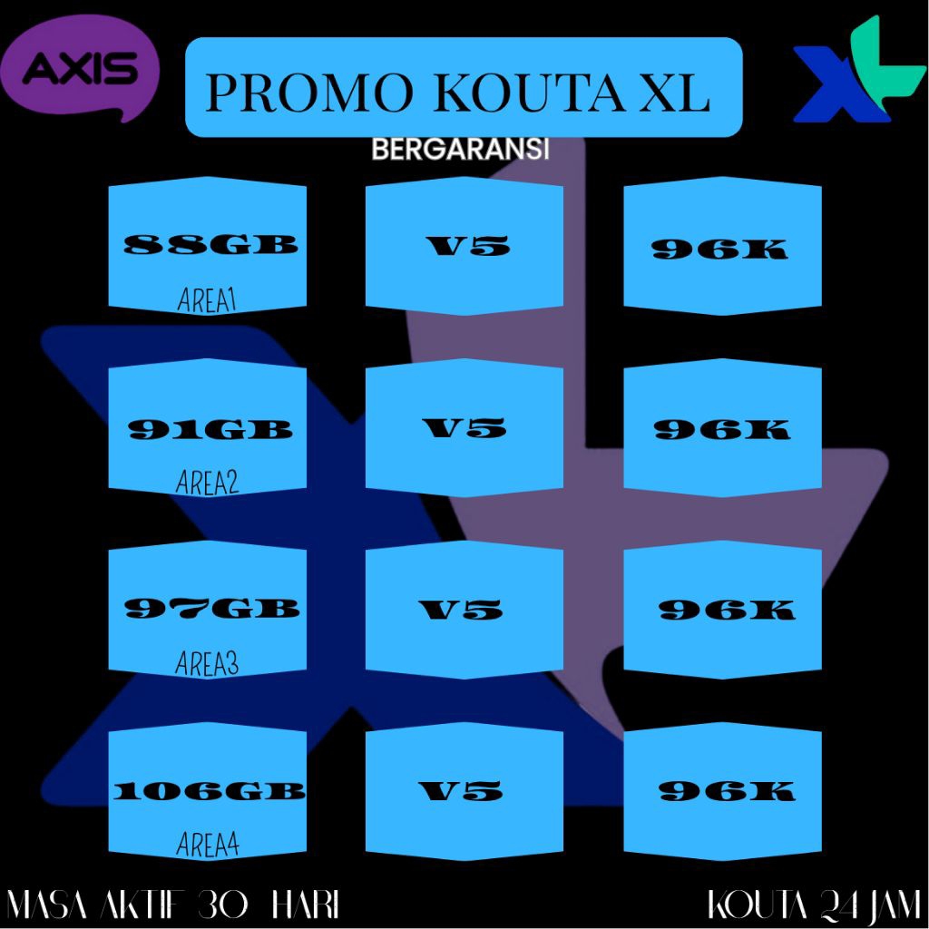 PAKET DATA PROMO XL 4G KOUTA VARIASI 1-3,JUMBO,BIG,MINI FULL GARANSI 30HARI