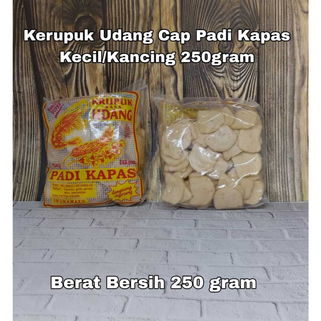 

Kerupuk Udang Cap Padi Kapas Kecil/Kancing 250 gram