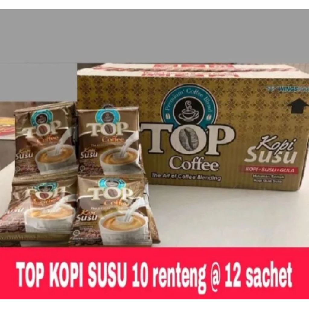 

Kopi Top Coffe Susu 1 Karton isi 10 Renceng Isi 12 Sachet