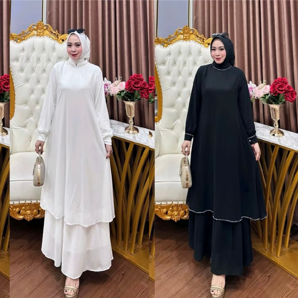 SYAUQI.SERIES - Gamis Melayu Dress Malay Polos Baju Wanita Muslimah Ceruty Babydoll