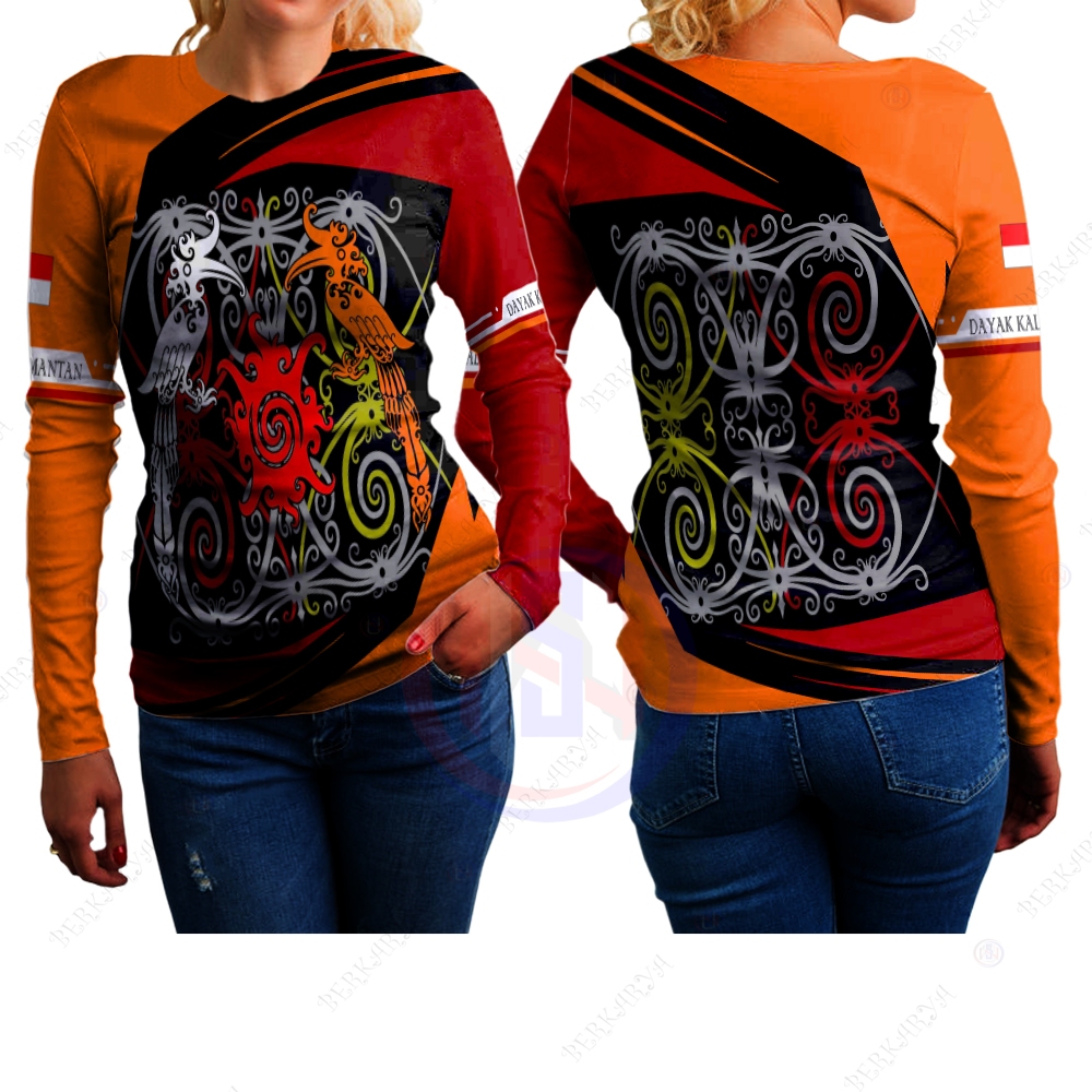 Kaos Wanita Batik Kalimantan / Jersey Batik Dayak Kalimantan Fullprint / Jersey Batik Kalimantan