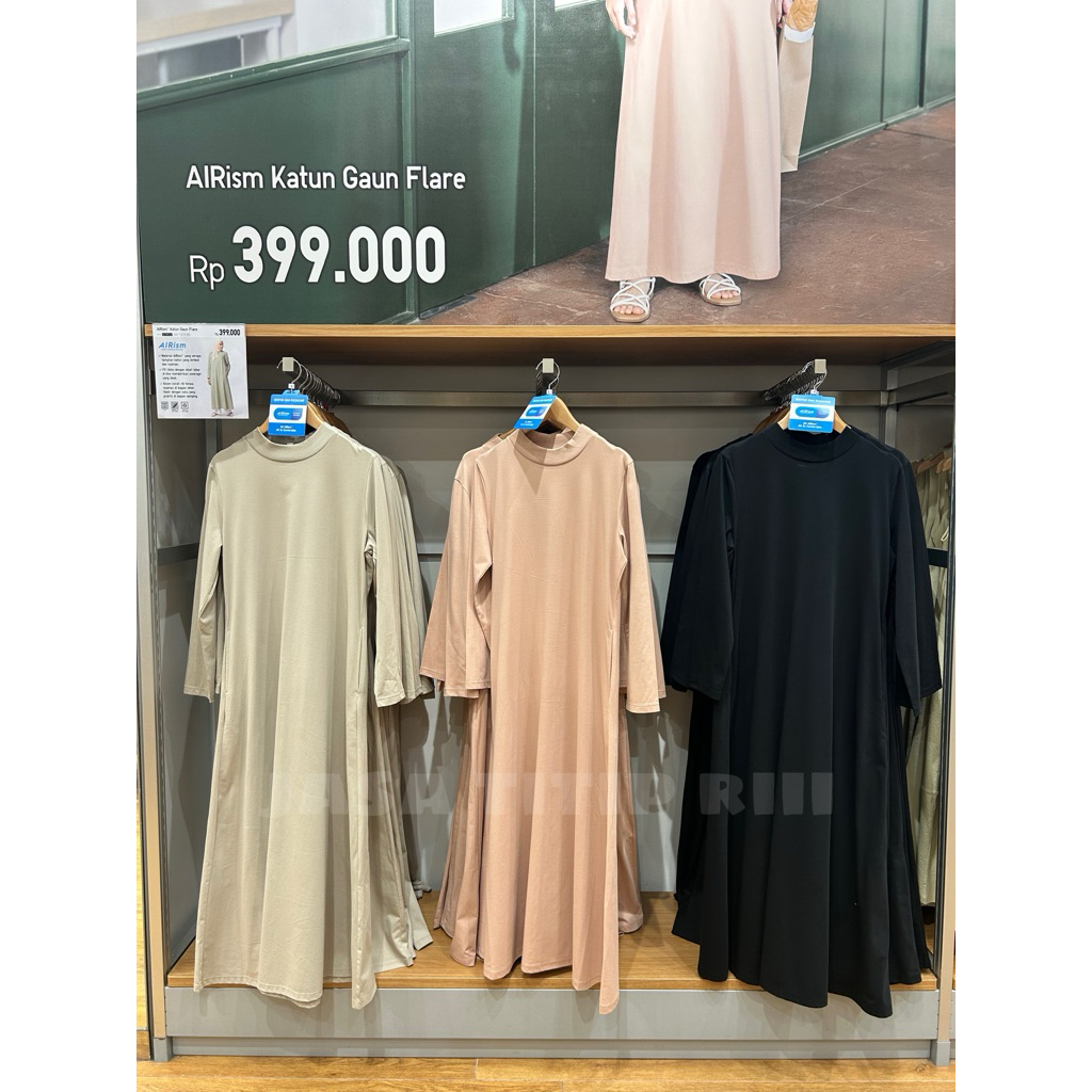 AIRism Katun Gaun Flare Lengan Panjang WOMEN UNIQLO