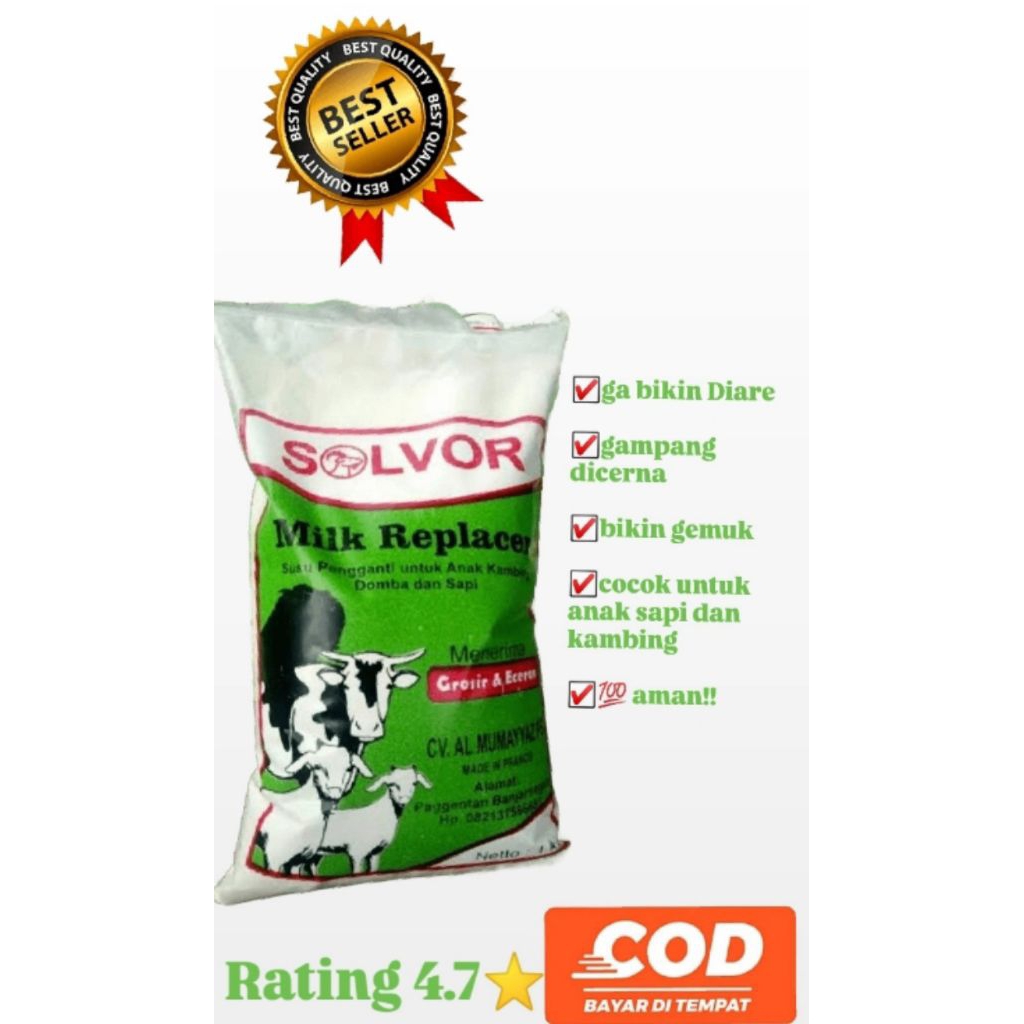 Susu Anak Kambing & Sapi SOLVOR 1kg – Ga Bikin Diare, Aman & Bergizi – Milk Replacer Unggul