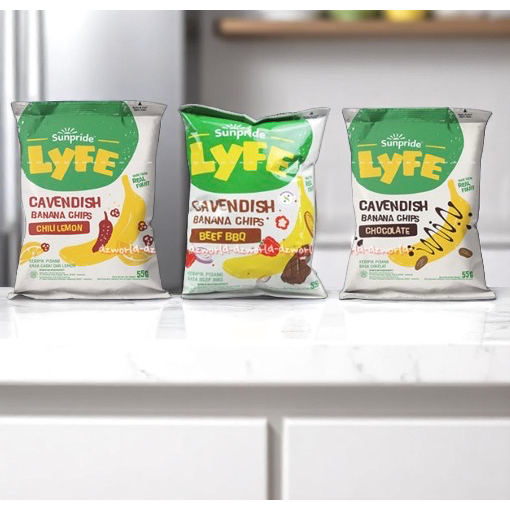 

Sunpride Lyfe 55gr Cavendish Banana Chips Chili Lemon Beef Bbq Chocolate Snack Cemilan Rasa Pisang Pedas Barbeque Coklat Life