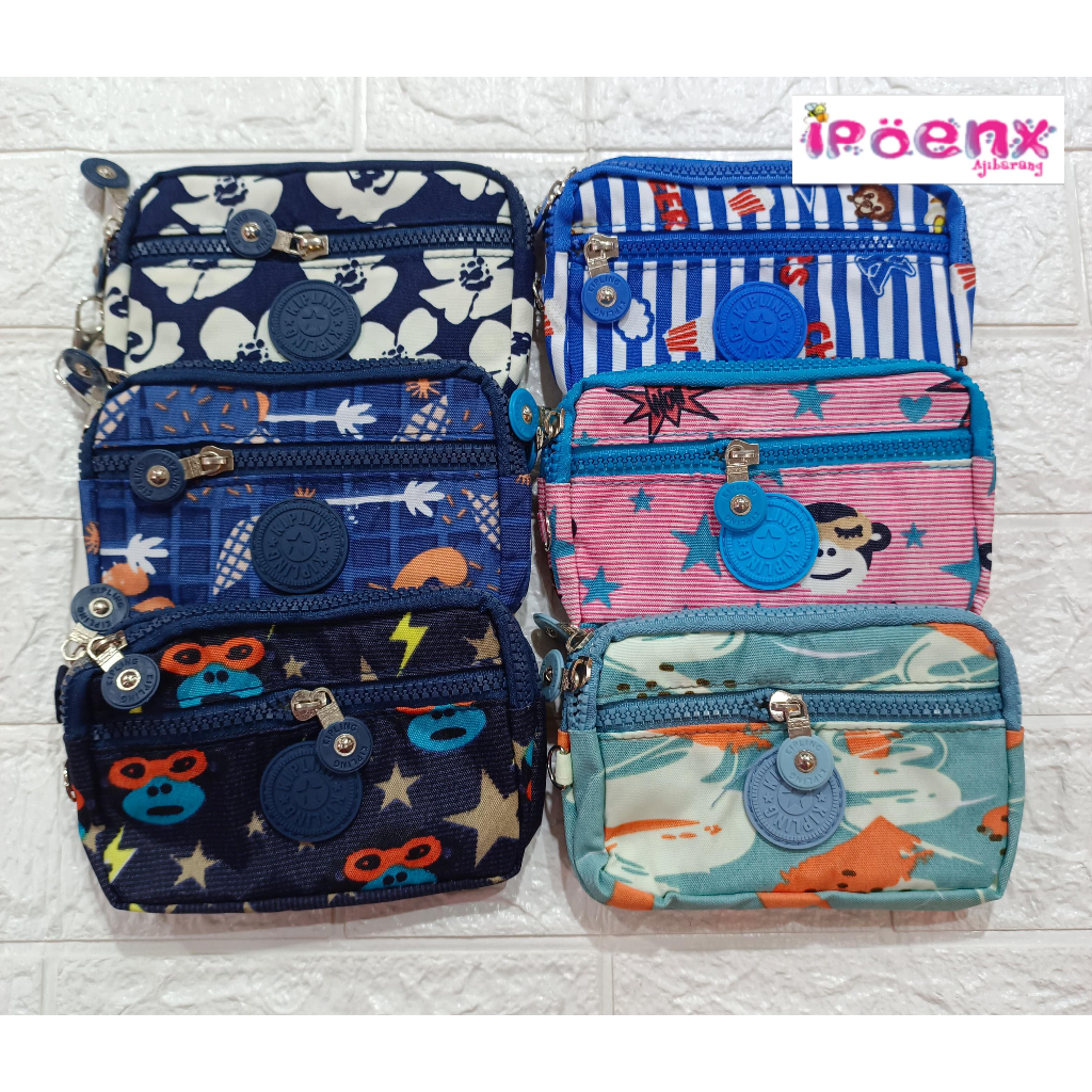 Dompet Kliping Pendek Wanita | Dompet Wanita | Dompet Cewek Kipling 3 Ruang Motif