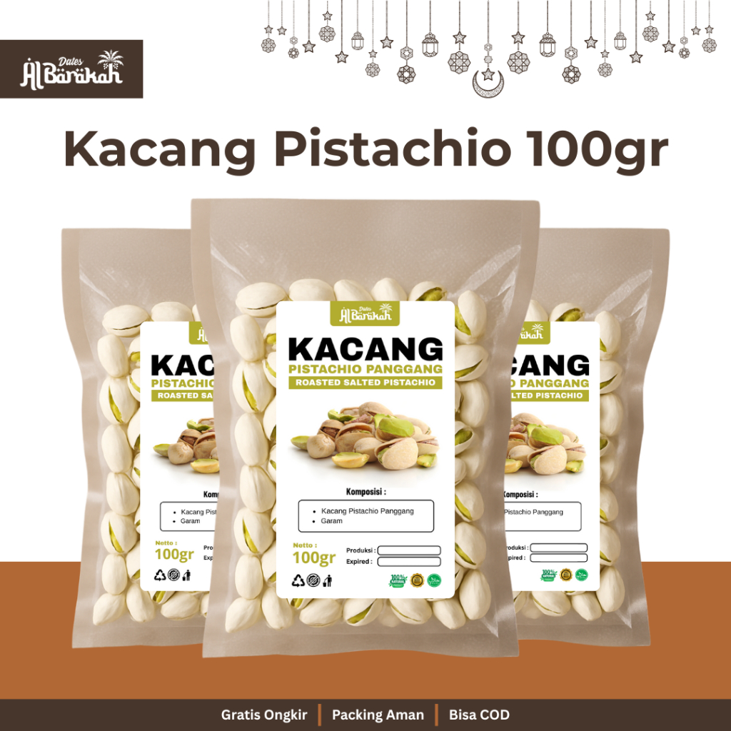 

Kacang Pistachio Selma Fustuk Panggang Rasa Gurih Premium Kemasan 100gr