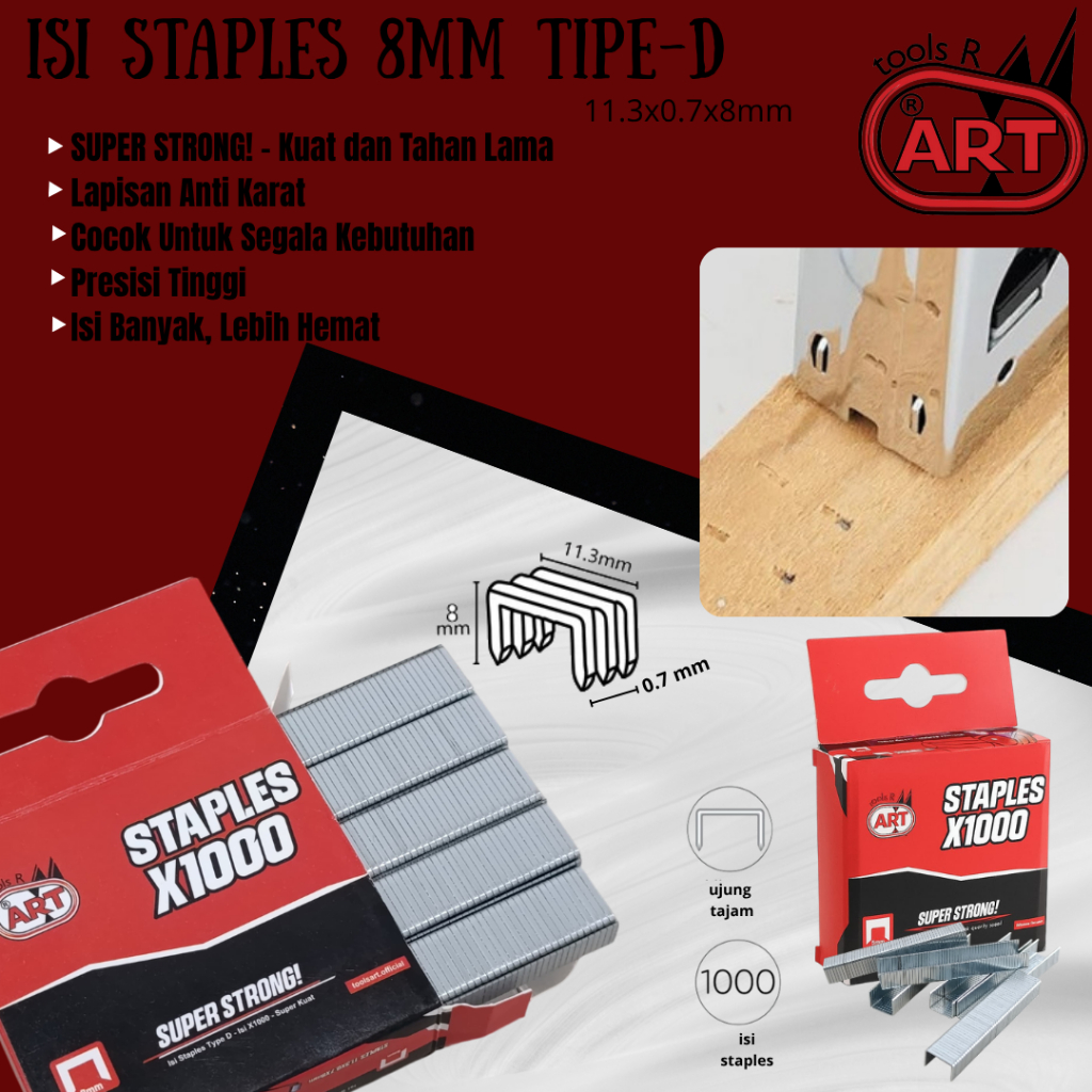 

Isi Staples Gun Tracker Manual 8mm Refill Air Strapler Gun Tacker Isi Paku Tembak Staples Jok Motor Kayu ART