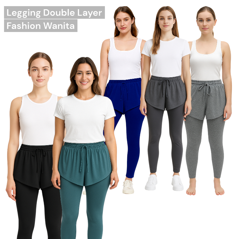 Celana Legging Double Layer Fashion Wanita Dewasa Anko Original 2074
