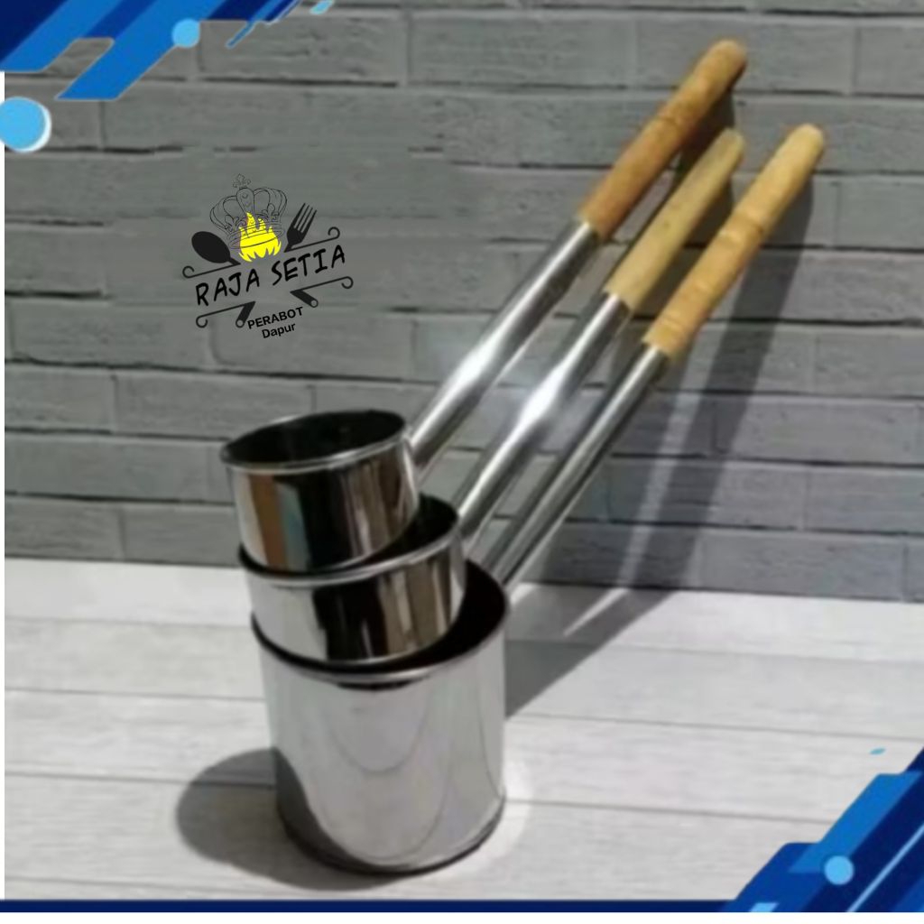 Gayung stainless gagang kayu Gayung masak Gayung air panas