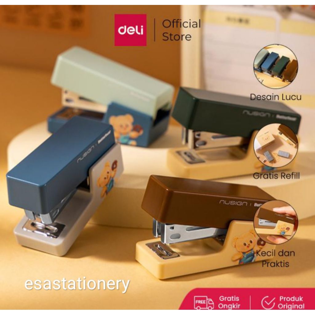 

Nusign x Butterbear Stapler / Stapler Mini Kapasitas Kertas 12 lembar 4 Warna Free Refill NS083-B