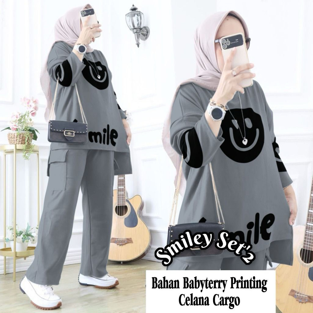 One Set Smile One Set Panjang Setelan Panjang Setelan Wanita Setelan Cewek One Set Murah