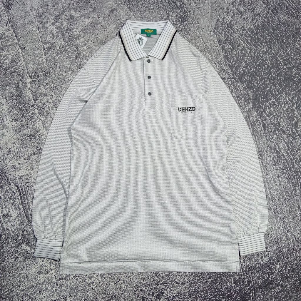 kaos lengan panjang pria KENZO GOLF pocket depan bagus size M