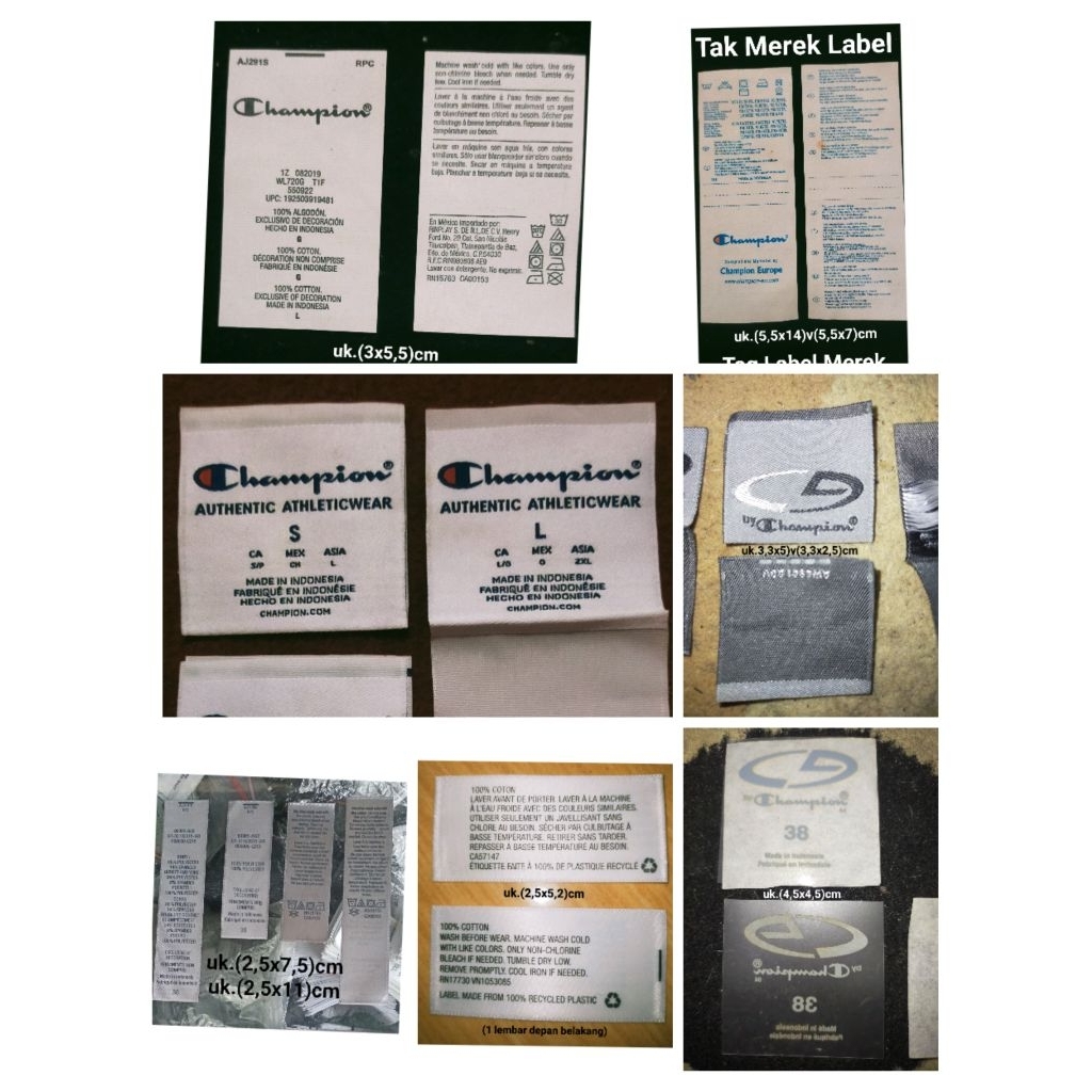 

label merek brand label (main size misc) label tag champions