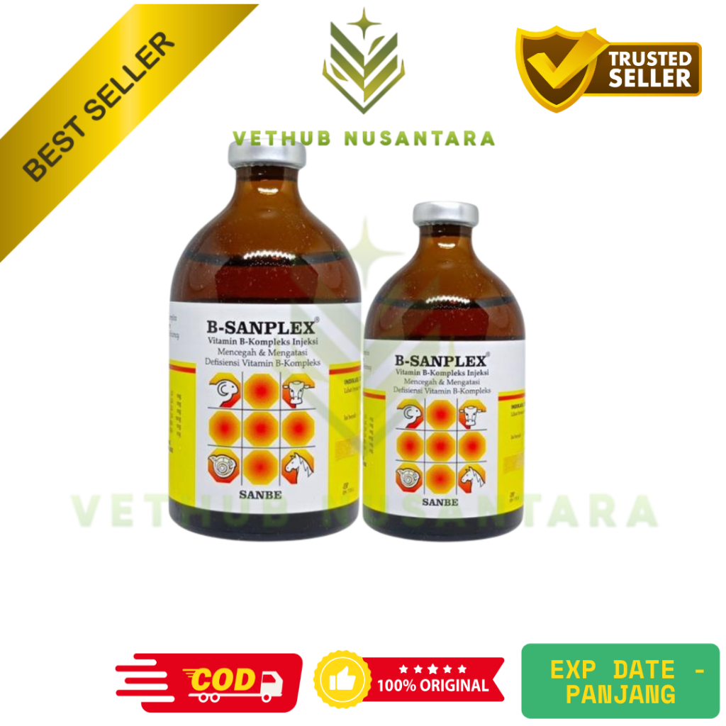 B Sanplex 50 ml dan B Sanplex 100 ml Vitamin B komplek Hewan SANBE