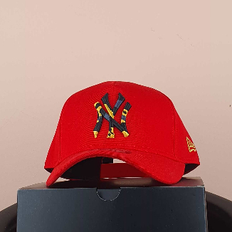 ny merah logo corak hitam kuning Topi Pria Baseball Snapback Polos Wanita Unisex Premium