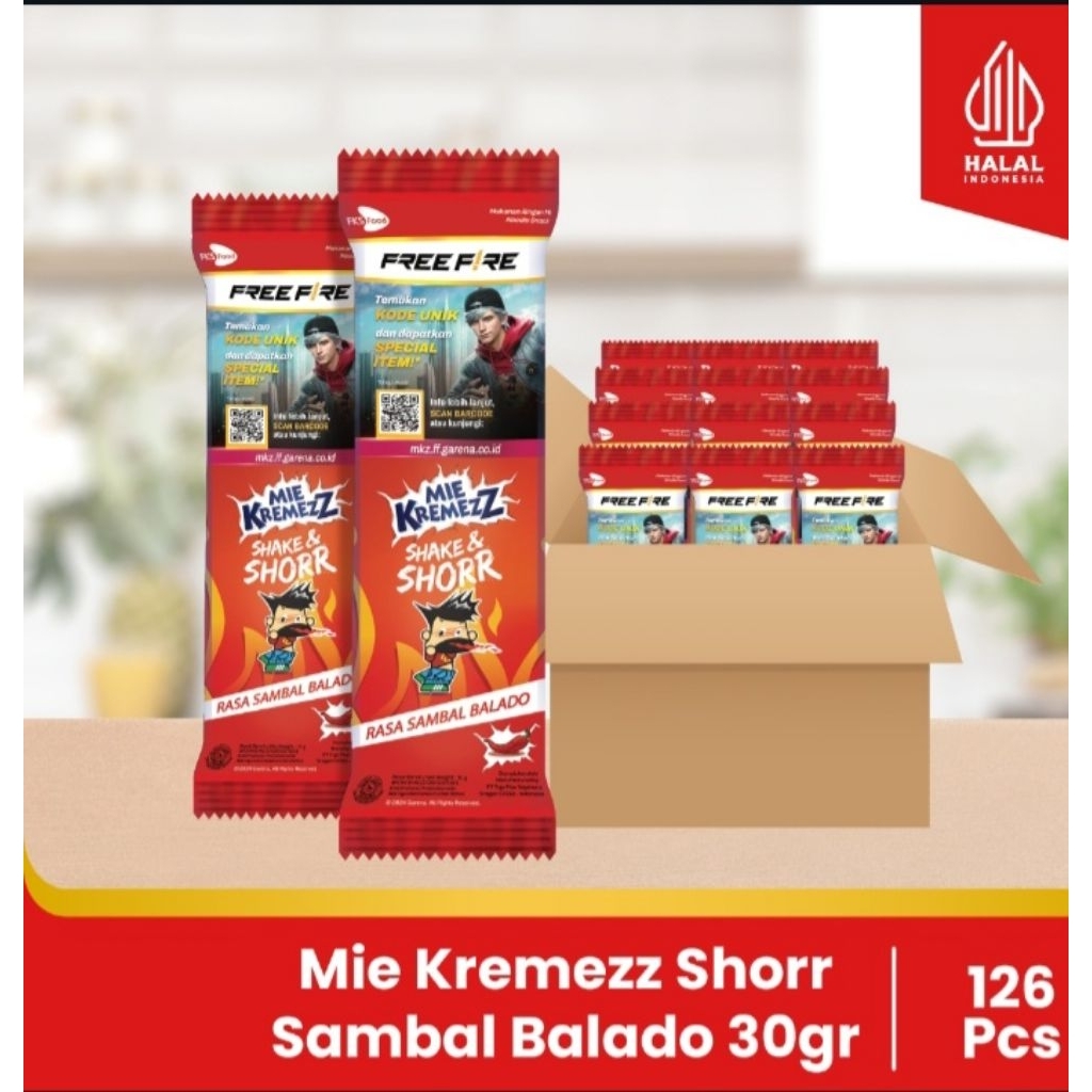 

ie Kremezz Krezz - Sambal Balado- 1 karton (6 renceng) - 11pcs - 30gr