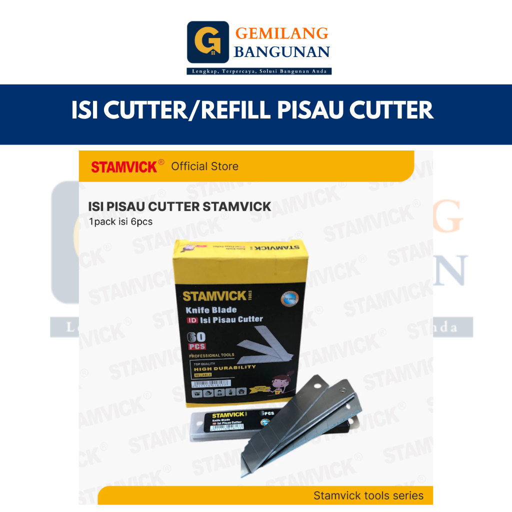 

[60 PCS] Isi Cutter STAMVICK Besar / Refill Cutter STAMVICK Tajam Kaku Kualitas Terbaik
