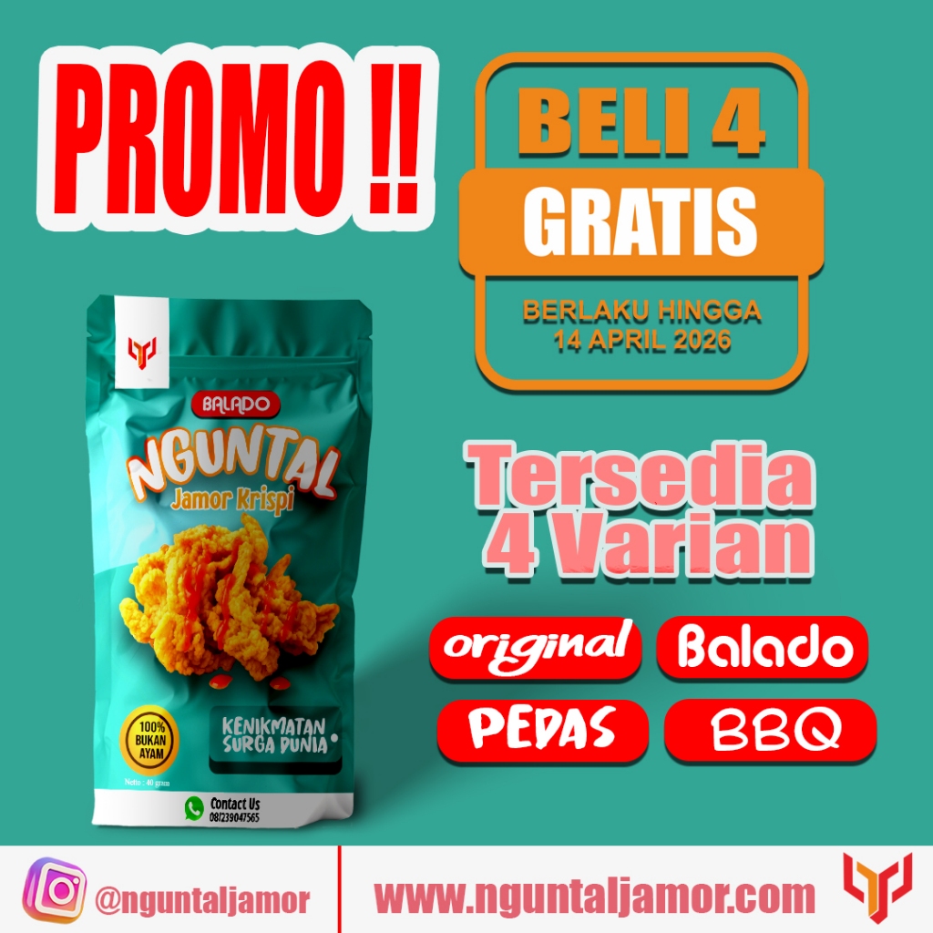 

NGUNTAL JAMOR – Jamur Crispy 40gr (Original, Balado, BBQ, Pedas) | Snack Vegan Homemade