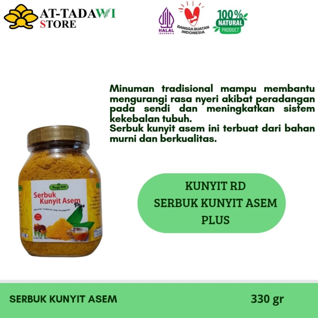 

KUNYIT RD - SERBUK KUNYIT ASEM PLUS - minuman tradisional yang menyegarkan dari bahan herbal - 330 gr