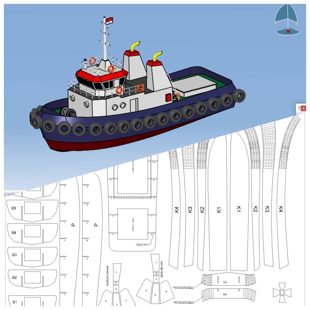 Desain Gambar Pola Miniatur Kapal Rc Boat Plan Tugboat 4