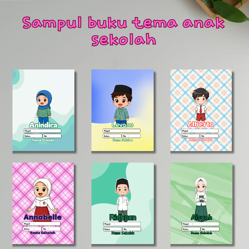

[BISA CUSTOM NAMA] Sampul Buku Anak Tema Sekolah Lucu - Isi 5pcs | Cocok untuk PAUD TK SD