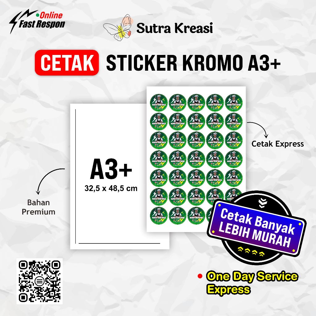 

Sticker Cromo A3+ Print stiker label kromo